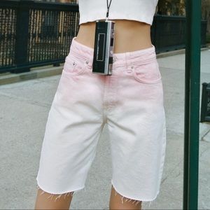 Zara Denim Shorts Pink White Ombre
